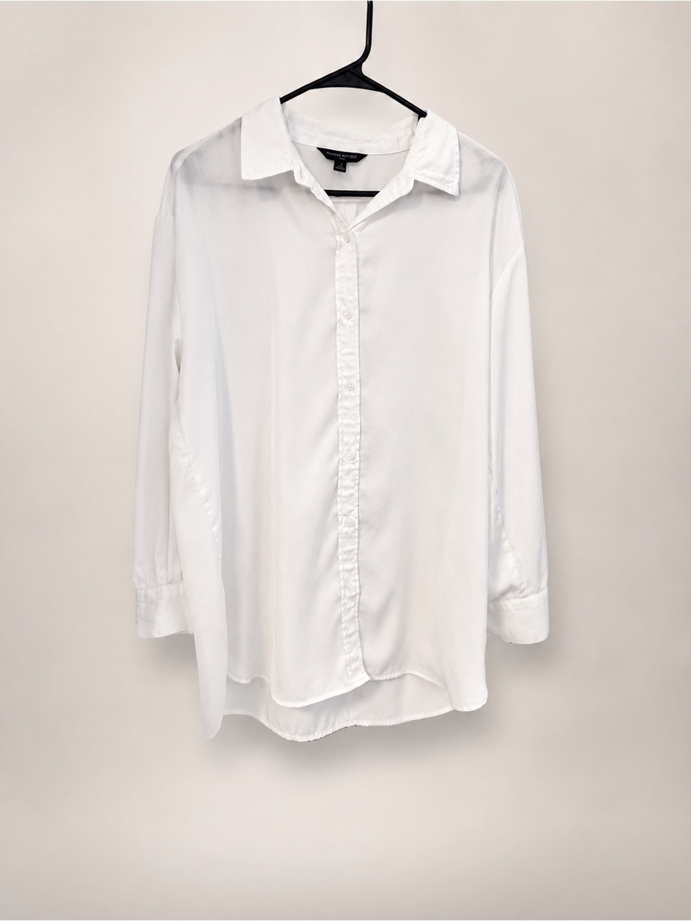 Banana Republic Petite M White Silky Satin Oversized Button Down Shirt